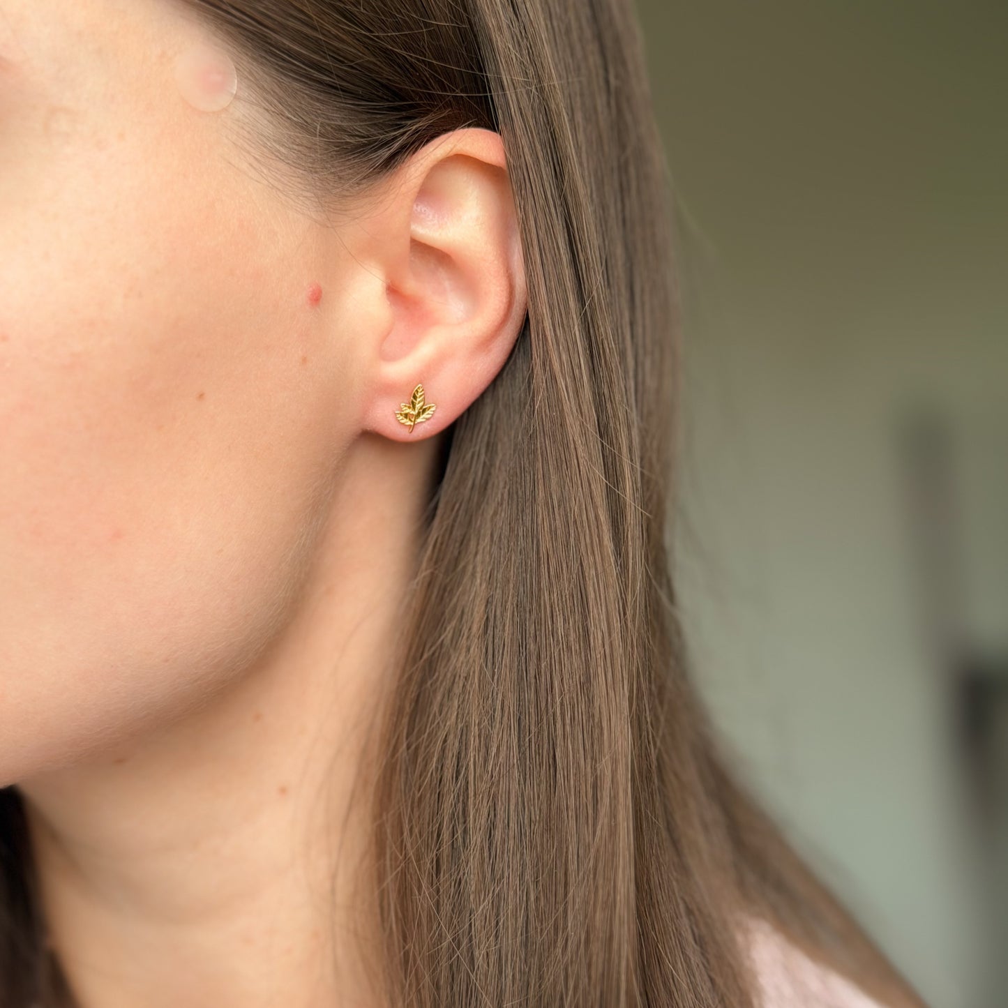 Sterling Silver Leaf Studs