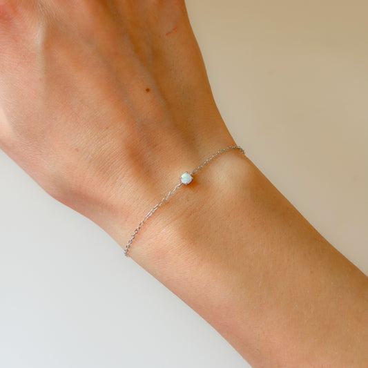 Sterling Silver Synthetic Opal Bracelet