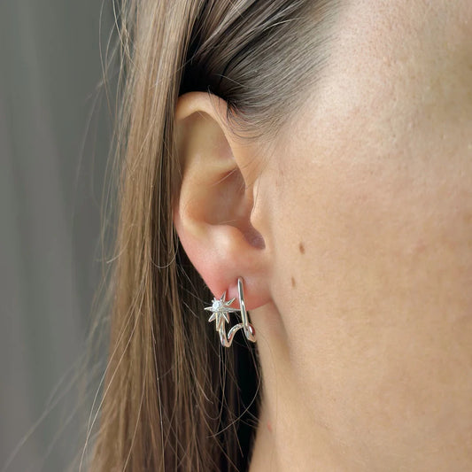 Sterling Silver CZ Star Earrings