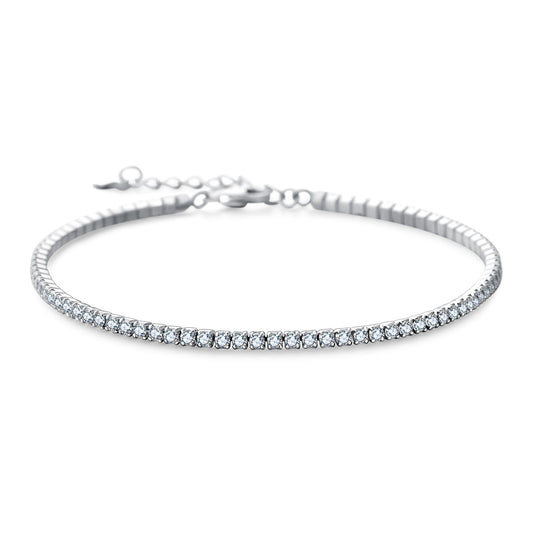 Sterling Silver CZ Tennis Anklet
