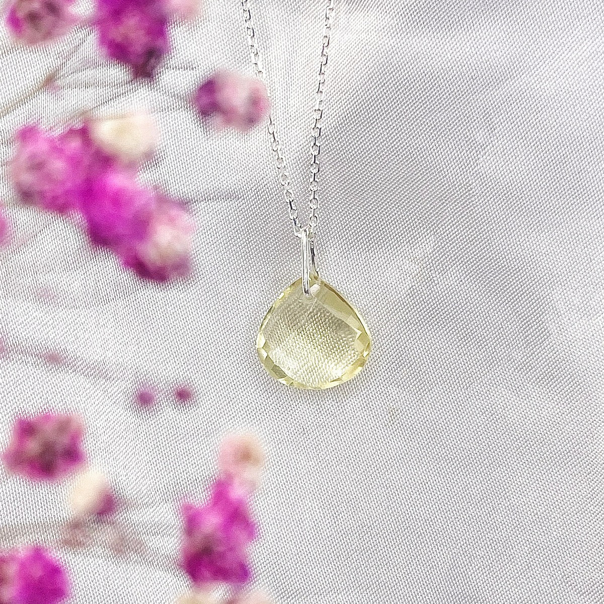 Sterling Silver Lemon Quartz Pendant Necklace