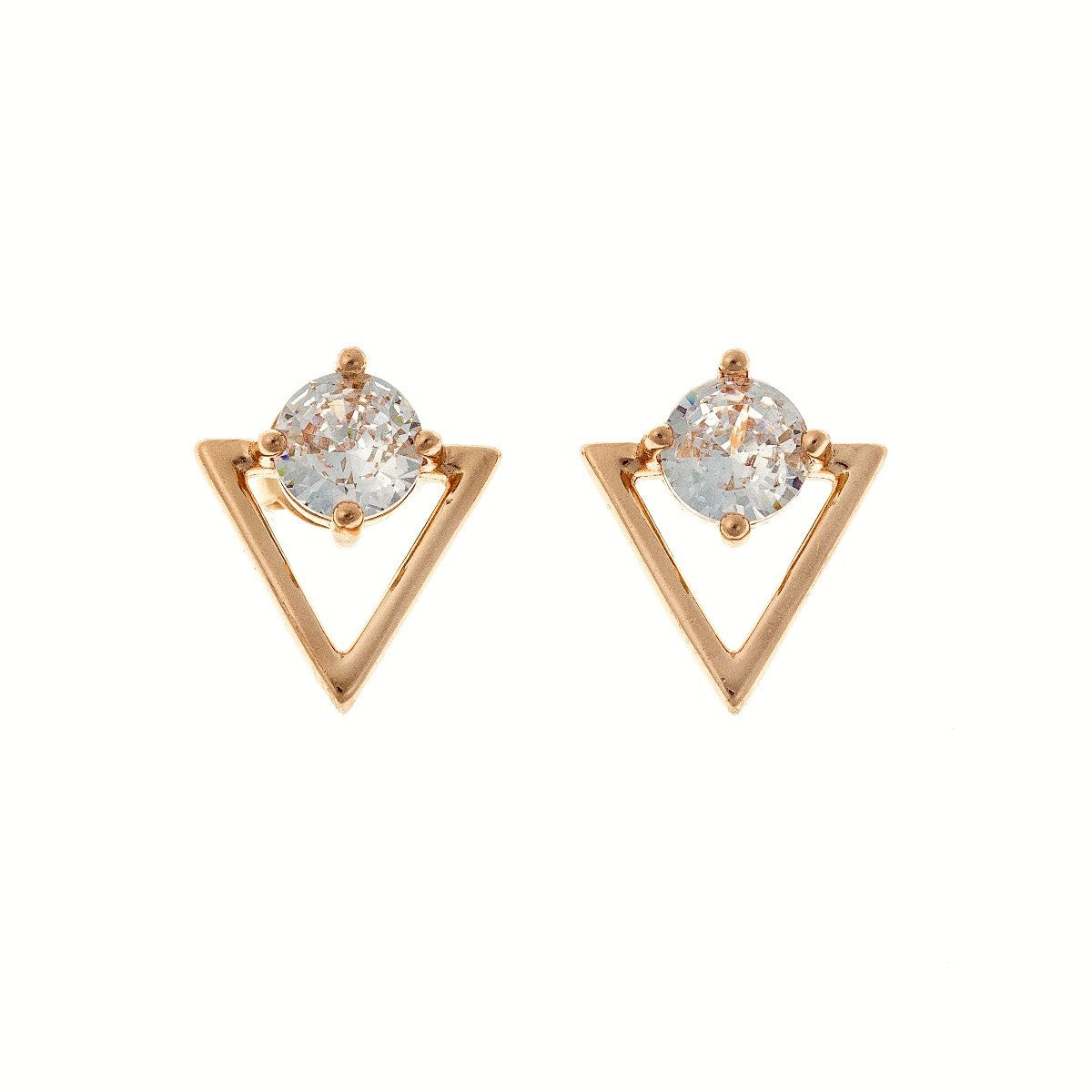 Sterling Silver CZ Triangle Studs