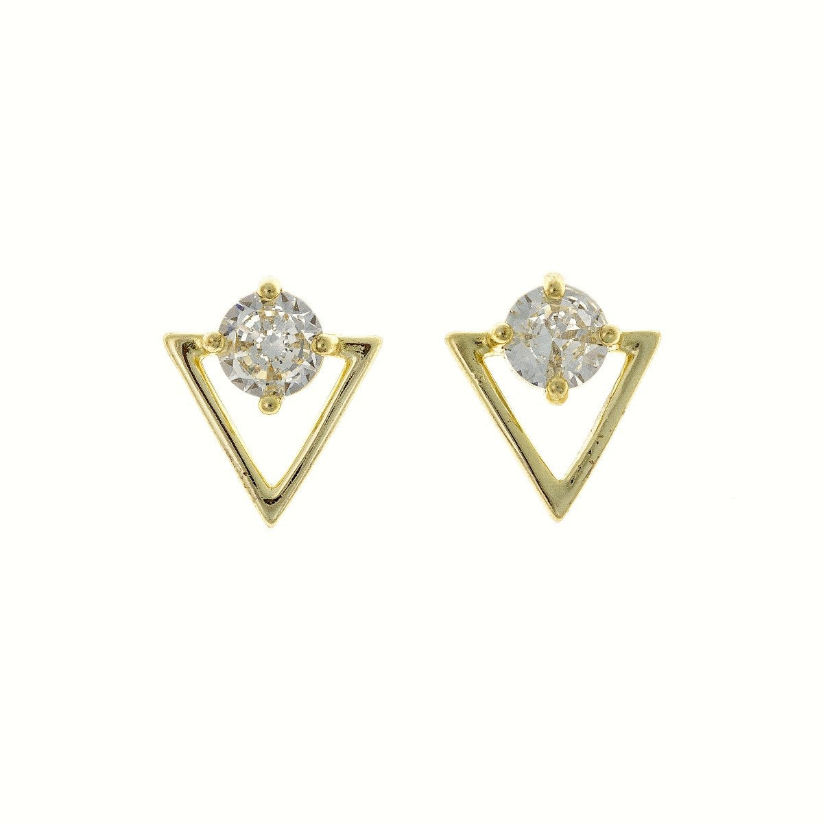Sterling Silver CZ Triangle Studs