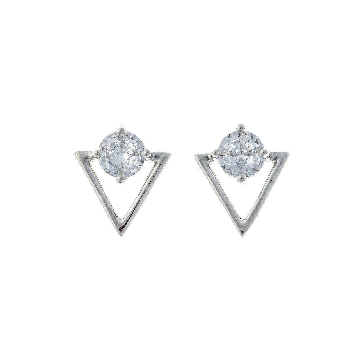 Sterling Silver CZ Triangle Studs