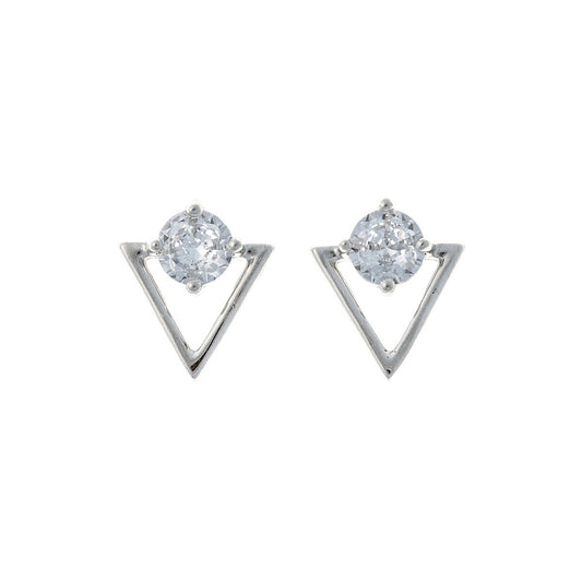 Sterling Silver CZ Triangle Studs