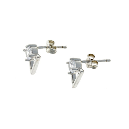 Sterling Silver CZ Triangle Studs