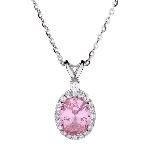Sterling Silver Oval CZ Necklace