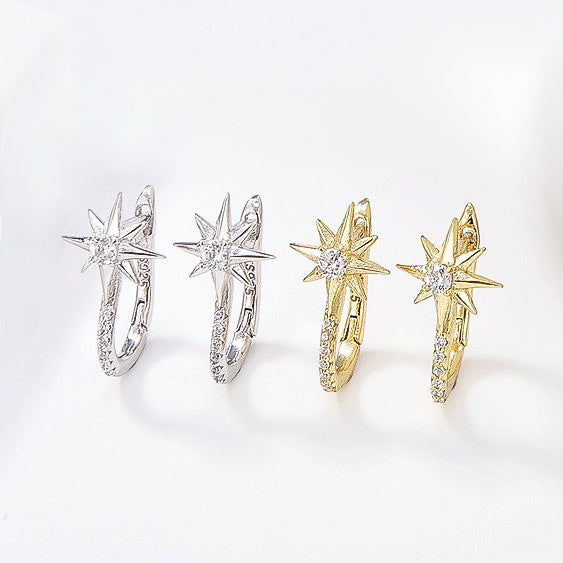 Sterling Silver English Lock Star Earrings