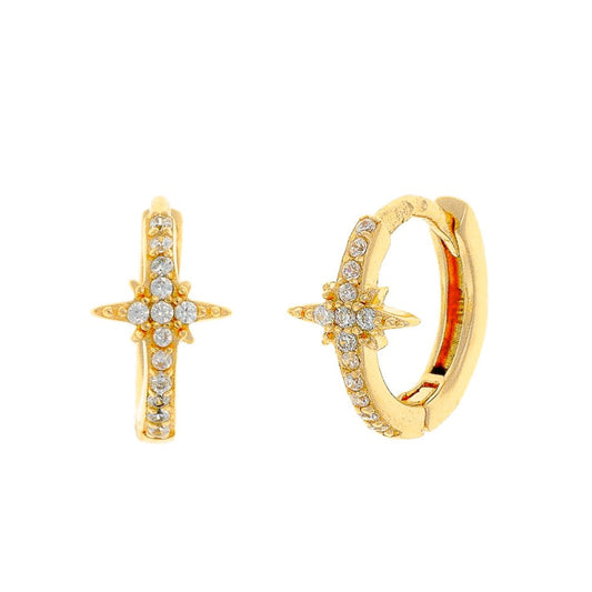 Sterling Silver CZ Star Hoops