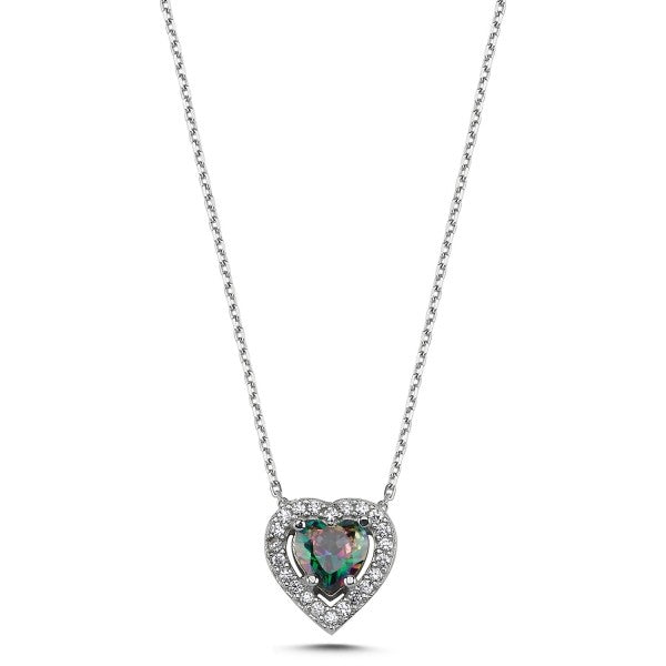 Sterling Silver Mystic Topaz Heart Necklace