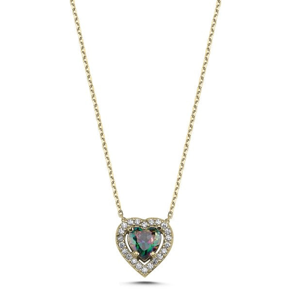Sterling Silver Mystic Topaz Heart Necklace