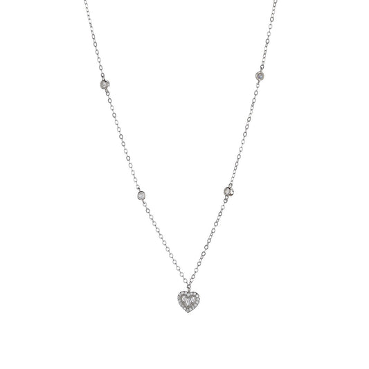 Collar de corazón de plata de ley