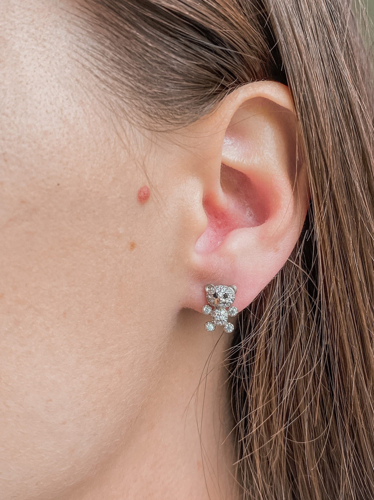 Sterling Silver Bear Studs