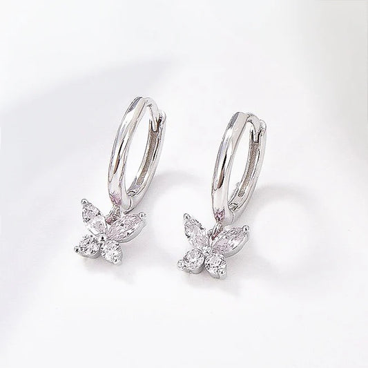 Sterling Silver Butterfly Charm Hoops