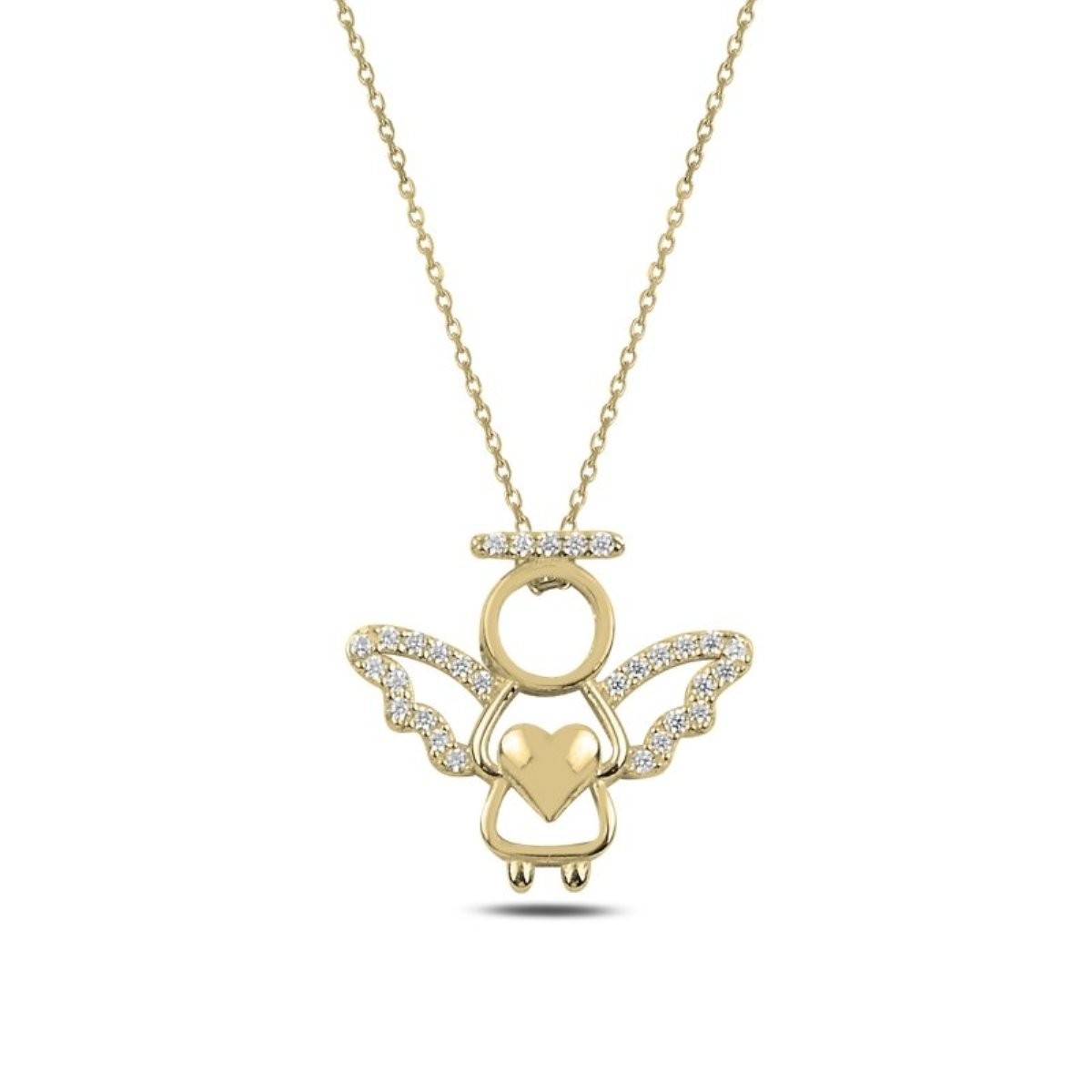 Sterling Silver CZ Angel Necklace