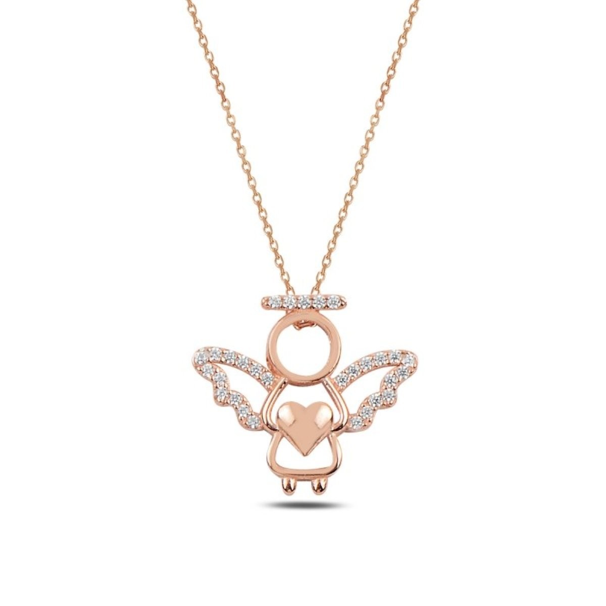 Sterling Silver CZ Angel Necklace