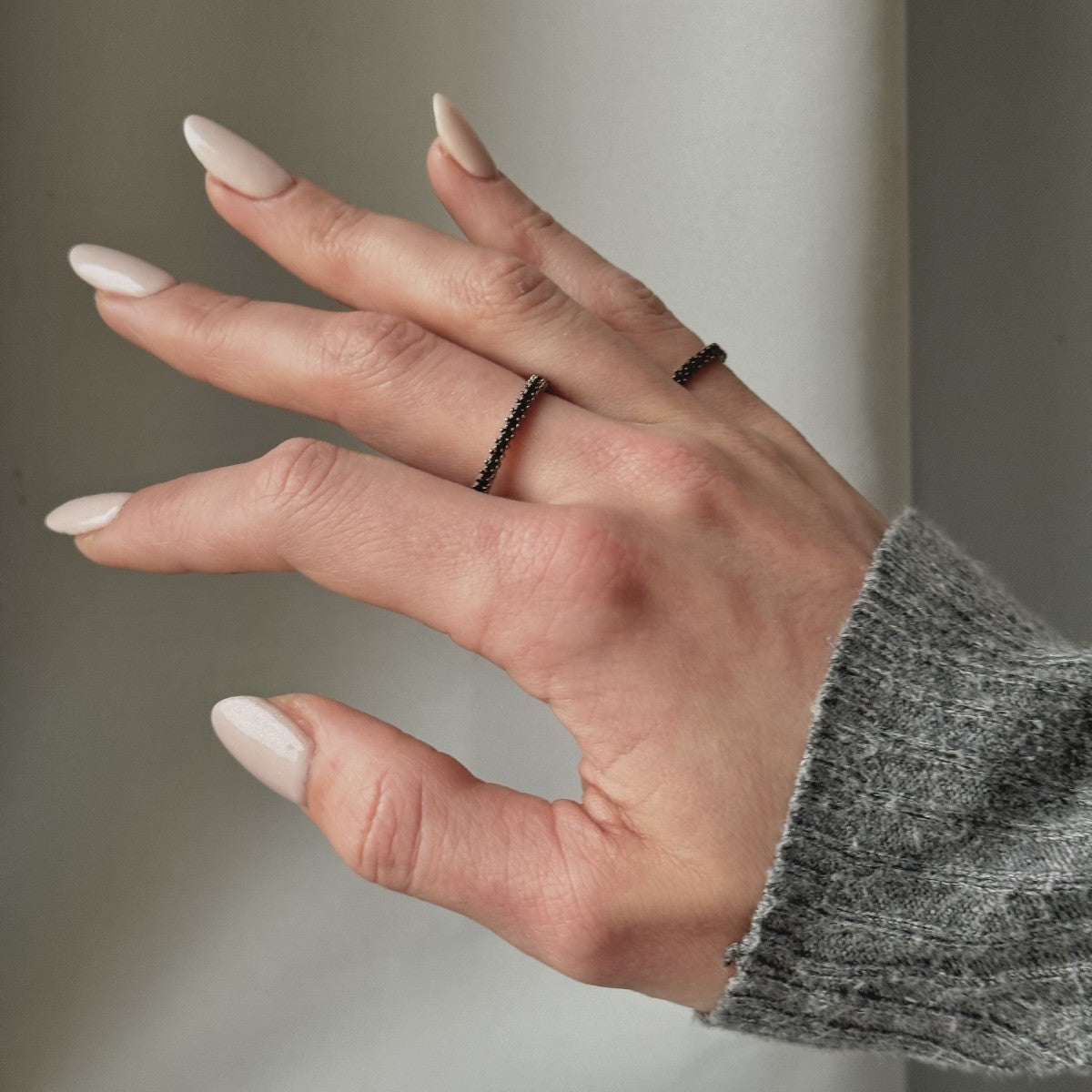 Sterling Silver Black CZ Band Ring