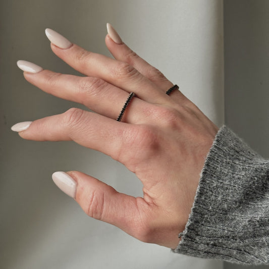 Sterling Silver Black CZ Band Ring