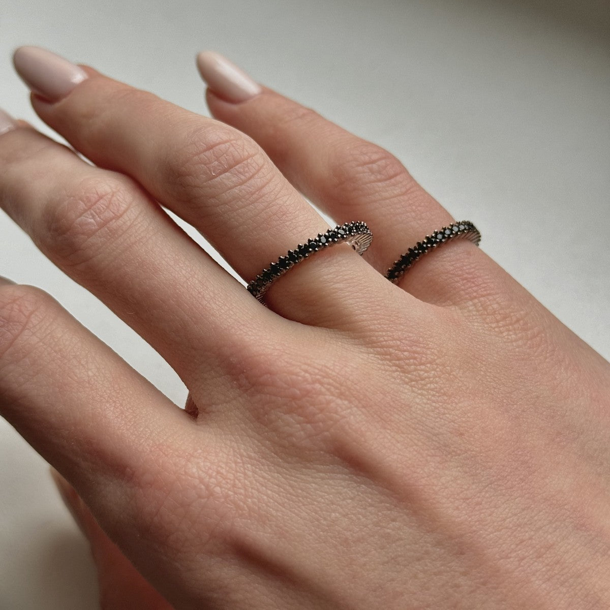Sterling Silver Black CZ Band Ring