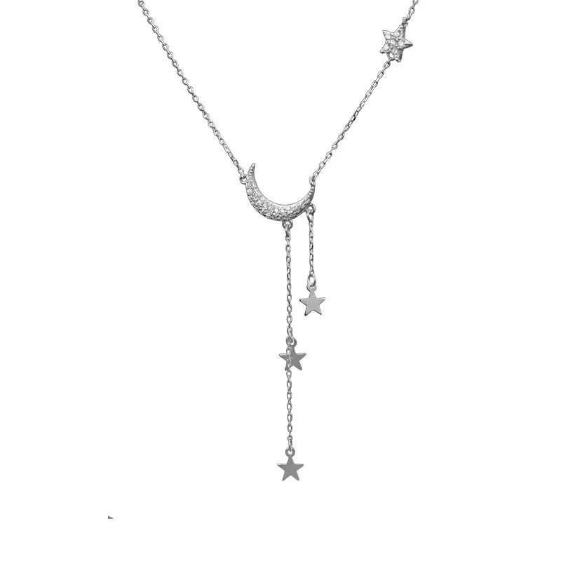 Sterling Silver Moon & Stars Necklace