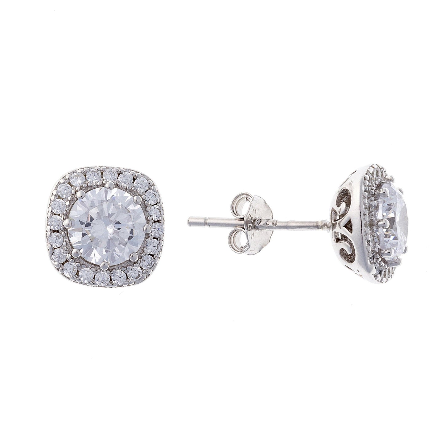 Sterling Silver Square CZ Studs