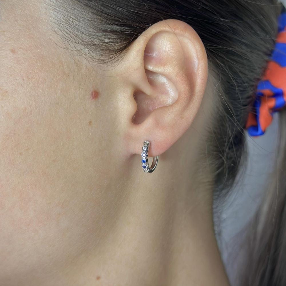 Sterling Silver CZ Heart Hoops