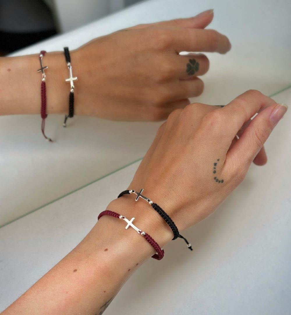 Sterling Silver Thread Cross Bracelet