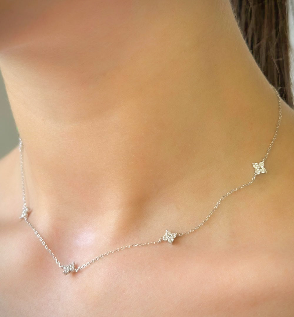 Sterling Silver Flower Necklace