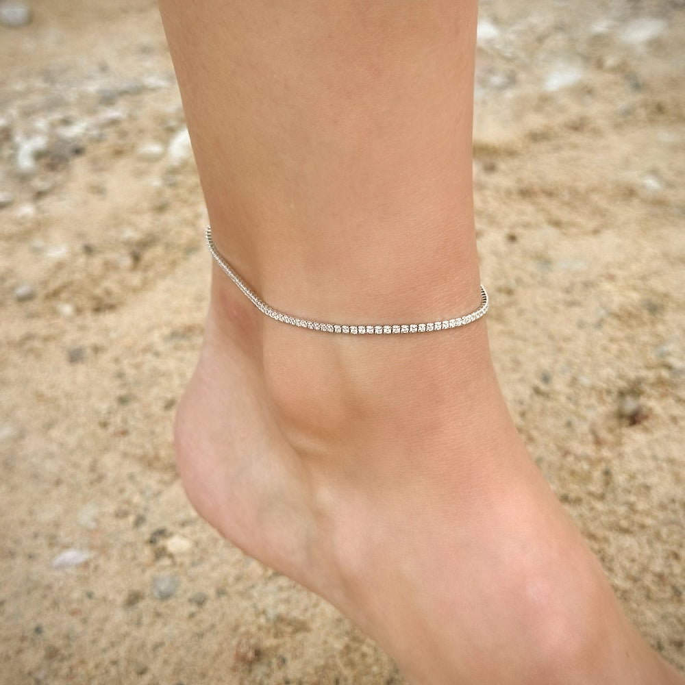 Sterling Silver CZ Tennis Anklet
