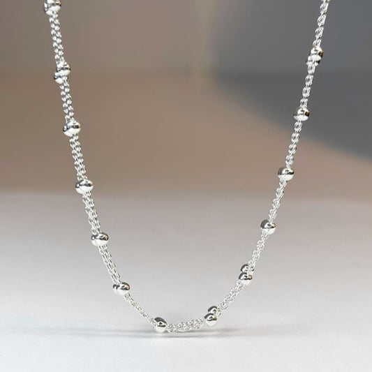 Sterling Silver Double Bead Chain Anklet