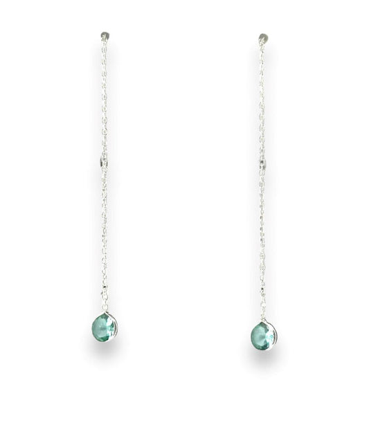Sterling Silver CZ Chain Earrings