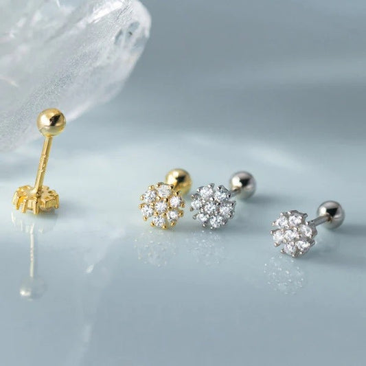 Sterling Silver Flower Screw Studs