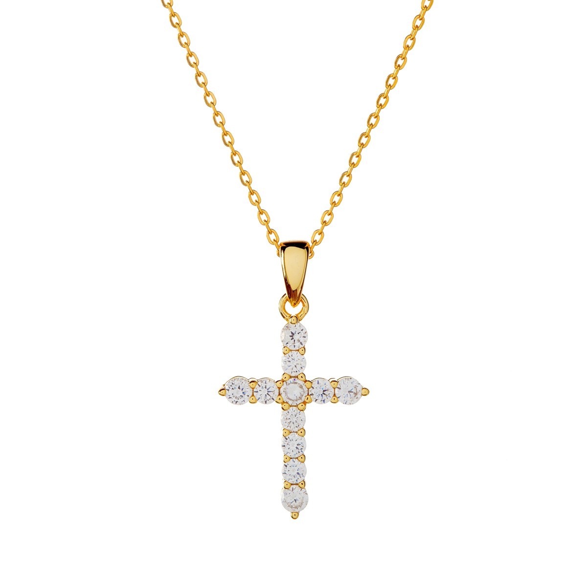 Maria – Sterling Silver Cross Necklace with Cubic Zirconia