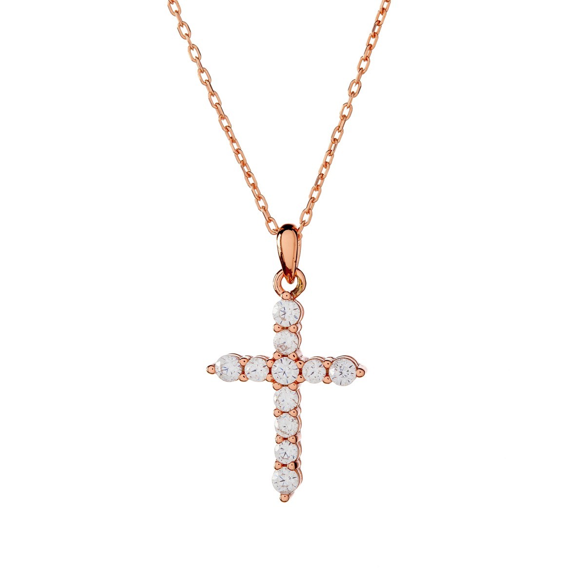 Maria – Sterling Silver Cross Necklace with Cubic Zirconia