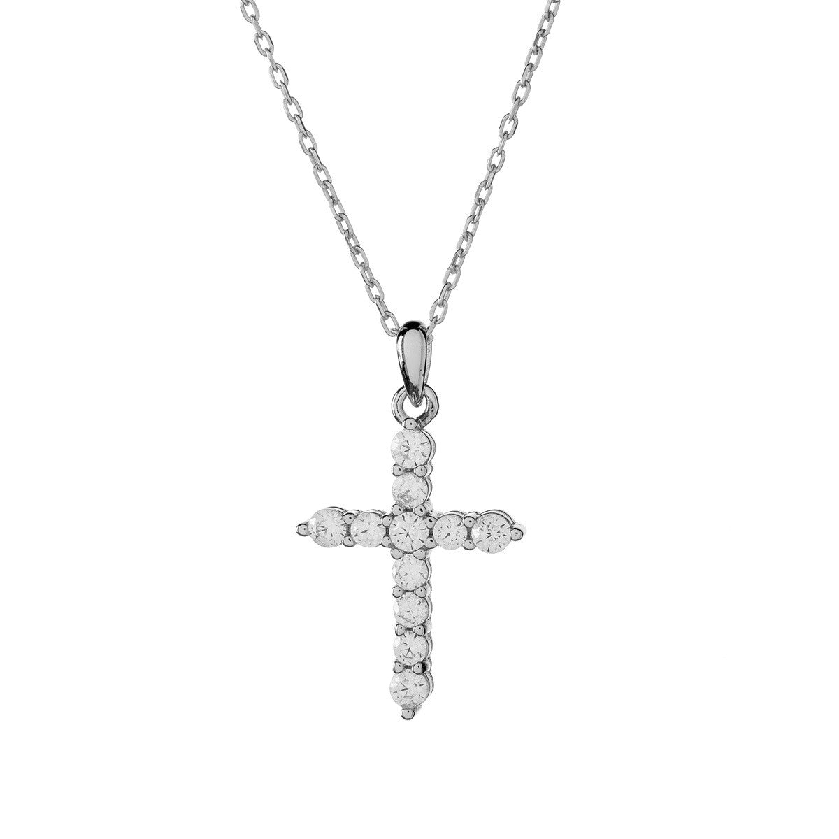 Maria – Sterling Silver Cross Necklace with Cubic Zirconia