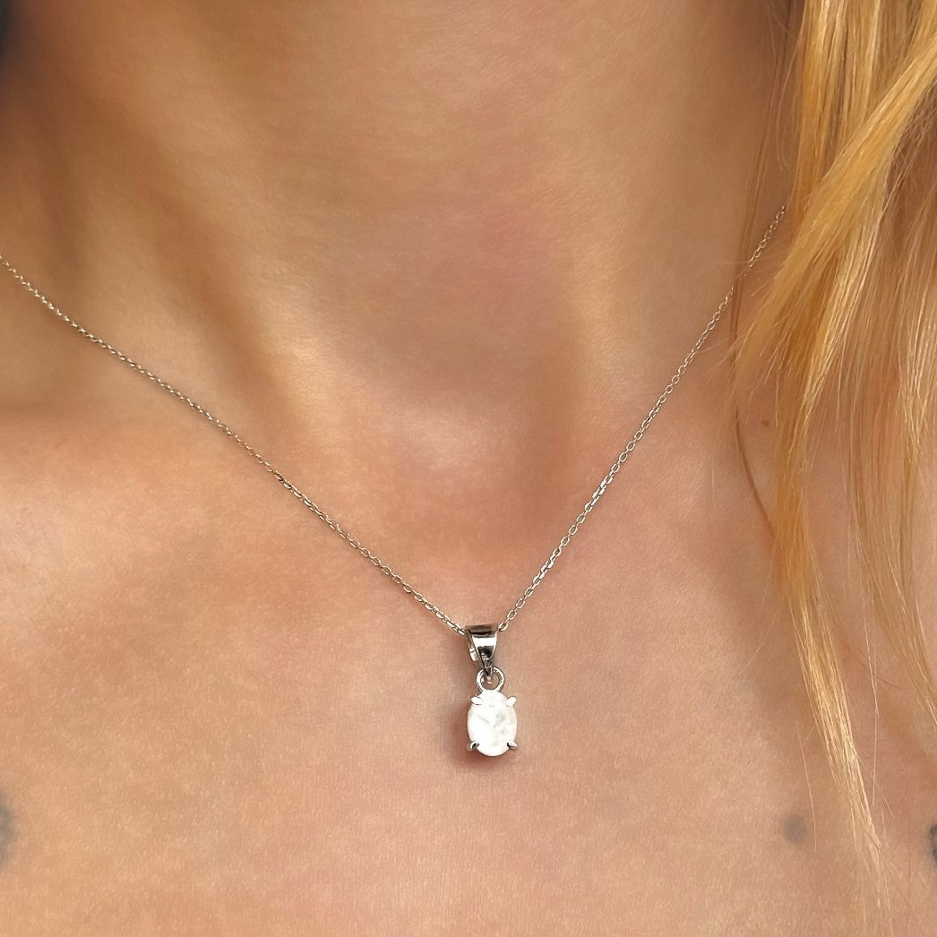 Sterling Silver Moonstone Pendant Necklace