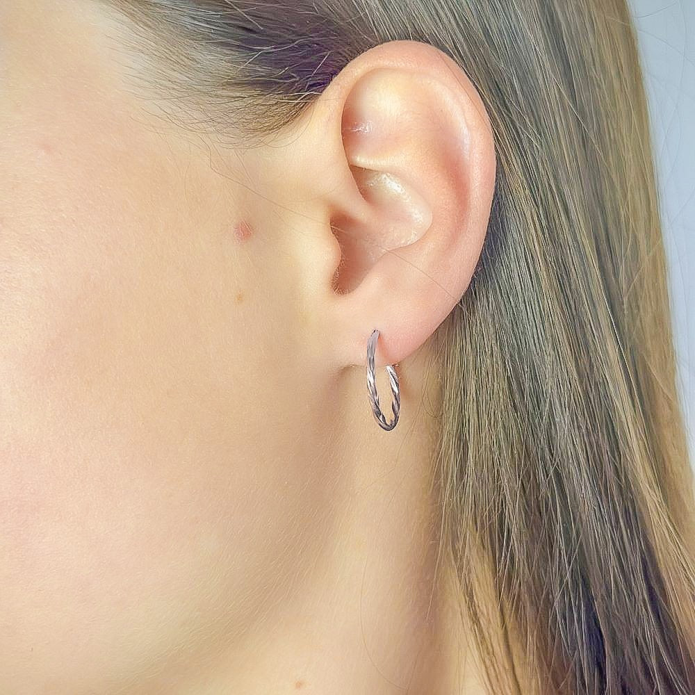 Sterling Silver 1 - 6 cm Twisted Hoops