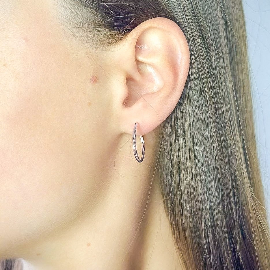 Sterling Silver 1 - 6 cm Twisted Hoops