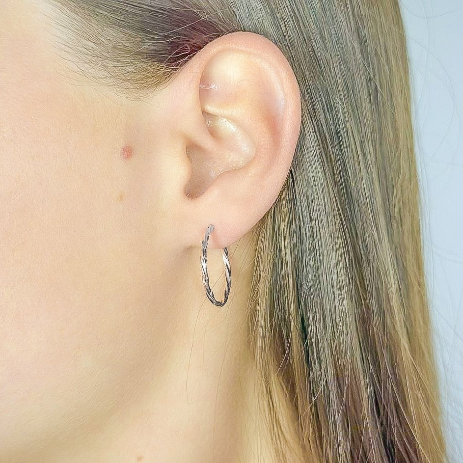 Sterling Silver 1 - 6 cm Twisted Hoops