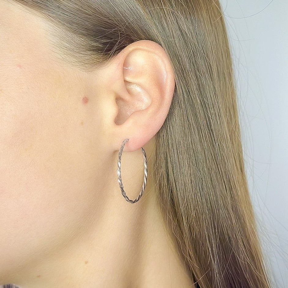 Sterling Silver 1 - 6 cm Twisted Hoops