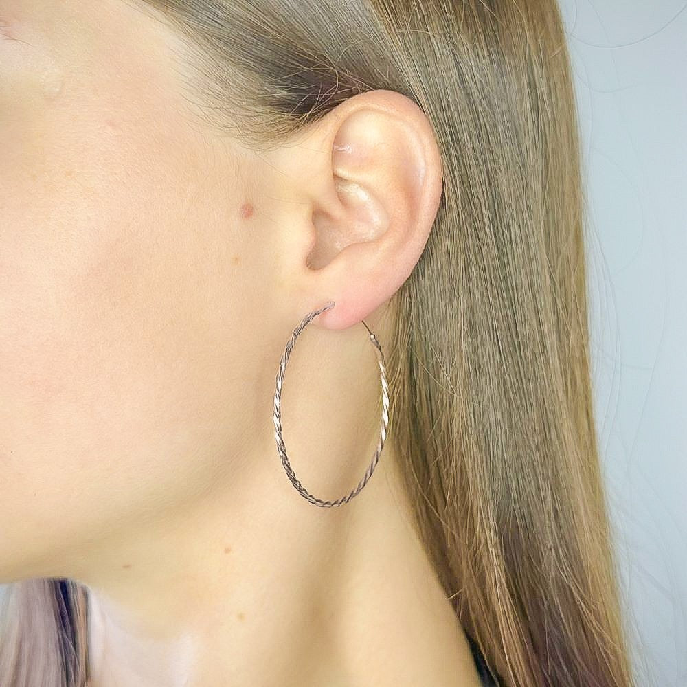 Sterling Silver 1 - 6 cm Twisted Hoops