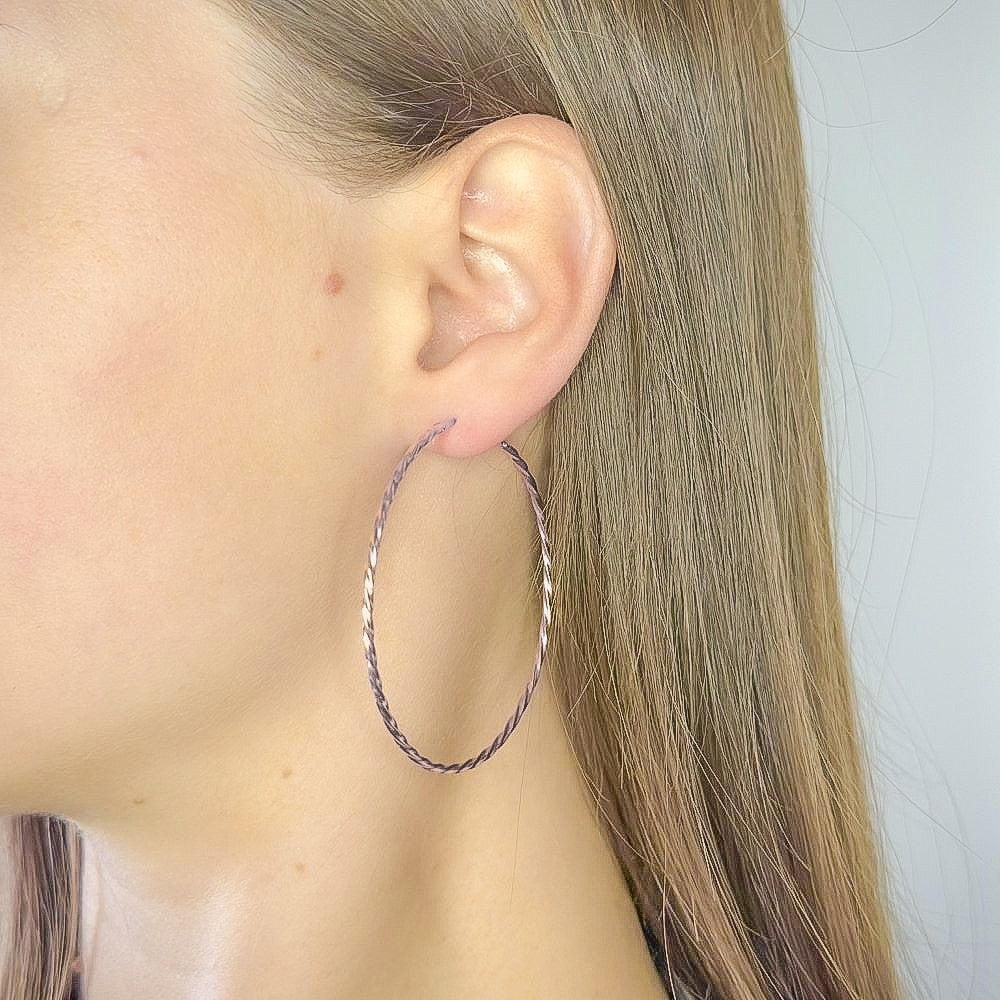 Sterling Silver 1 - 6 cm Twisted Hoops