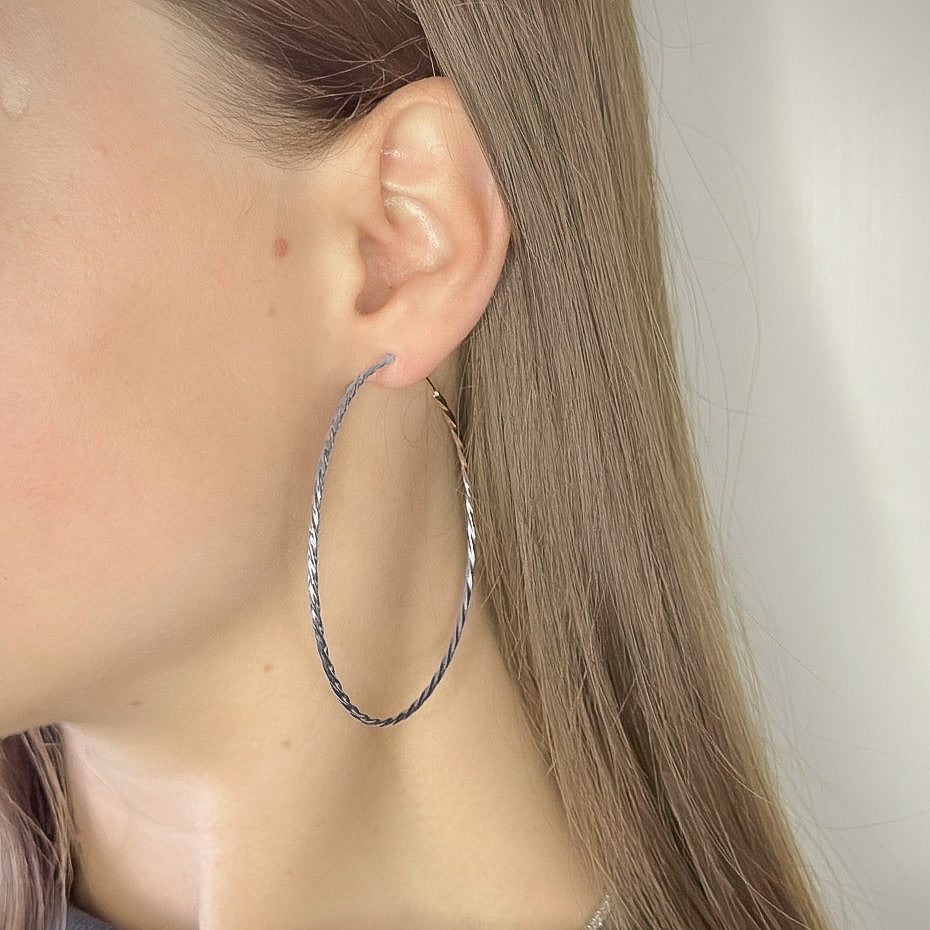 Sterling Silver 1 - 6 cm Twisted Hoops