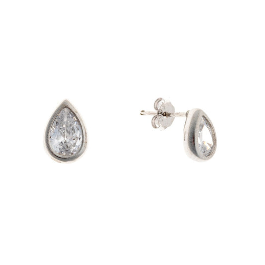 Sterling Silver CZ Teardrop Studs