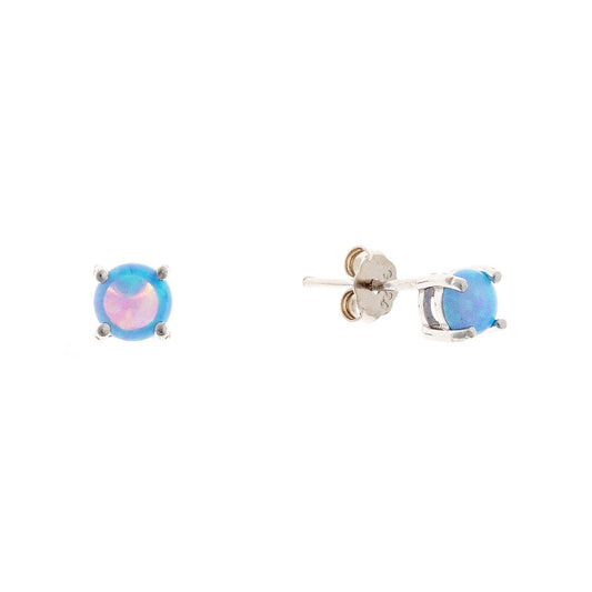 Sterling Silver Synthetic Opal Studs