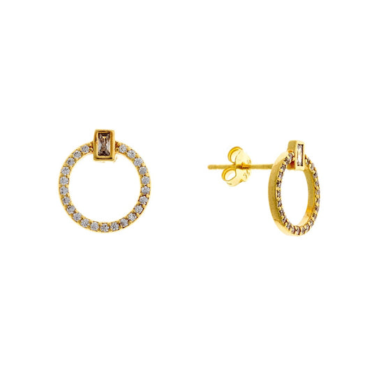Sterling Silver CZ Circle Studs