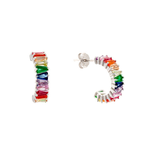 Sterling Silver Rainbow Stud Earrings