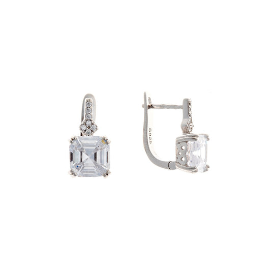 Sterling Silver CZ English Lock Earrings