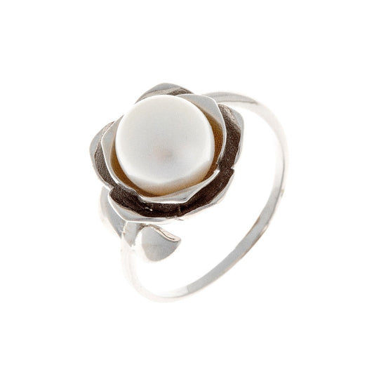 Sterling Silver Pearl Flower Ring