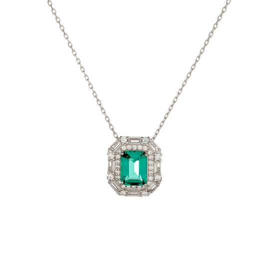 Sterling Silver Emerald CZ Necklace